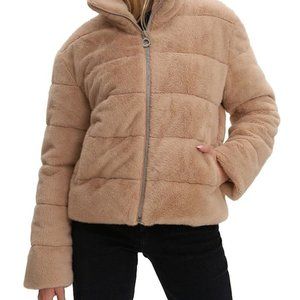 Women's Small Faux Fur Short Puffer Jacket